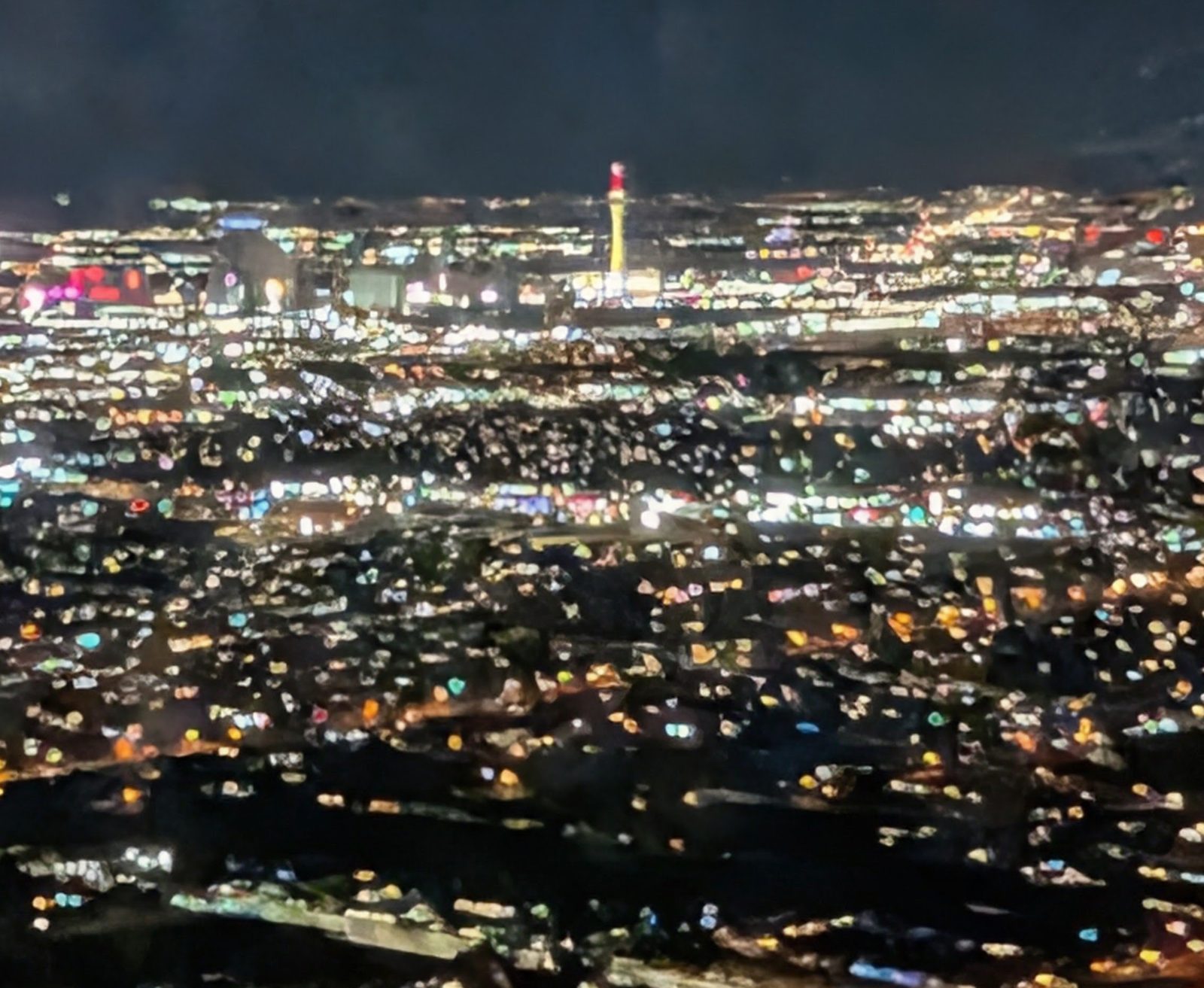 Flying into Las Vegas at night for a show
